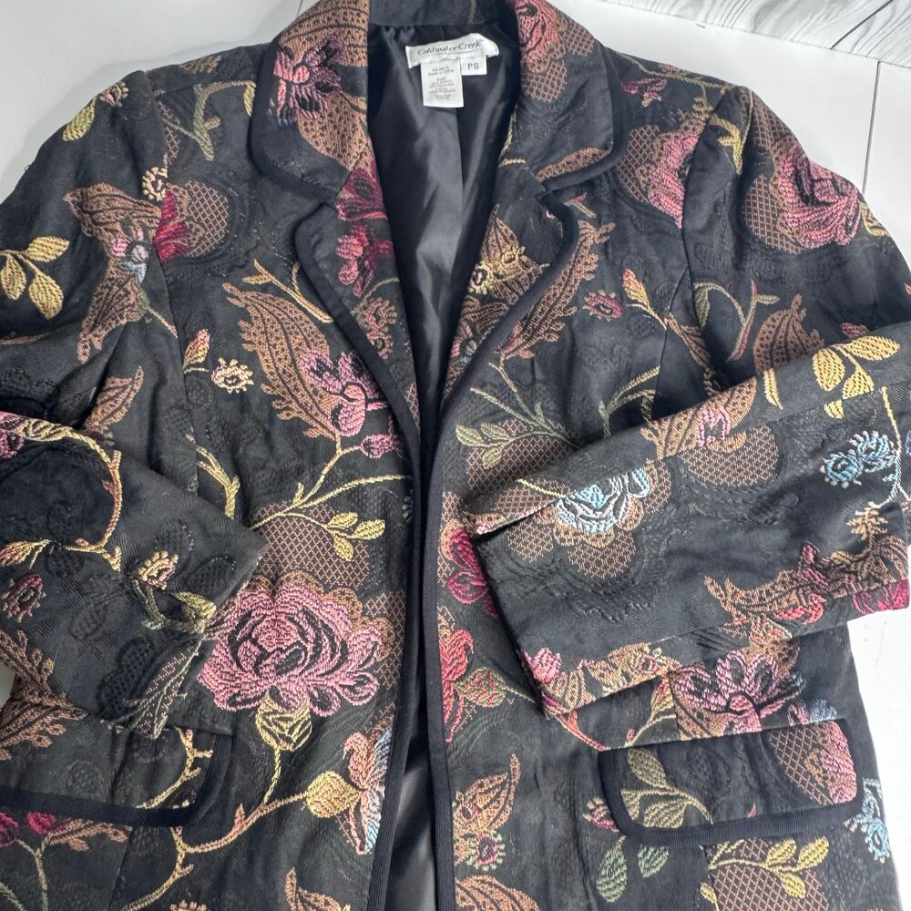 Vintage Coldwater Creek Floral Jacquard Tapestry Blazer Petite Small